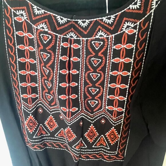 Tory Burch Black Mini Dress with Red Embroidery - Picture 5 of 11